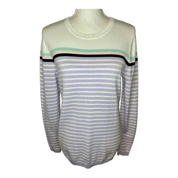TOMMY HILFIGER Women’s Medium‎ Cotton Striped Crewneck Sweater - Picture 1 of 7